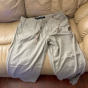 Linen/Cotton Blend Khaki Cargo Pants